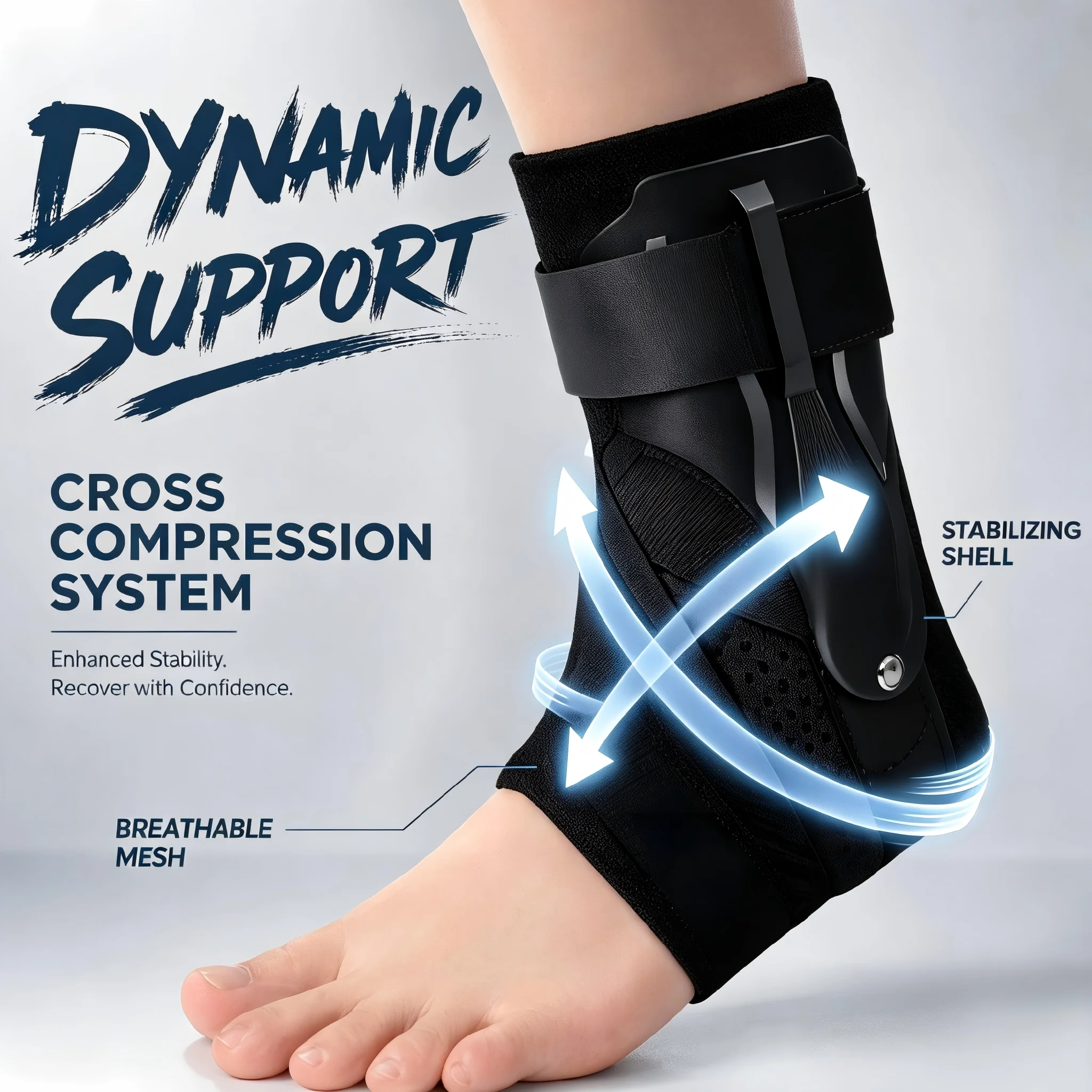 Ankle Mobility Band - อุปกรณ์พยุงข้อเท้าแบบ 1/2 ชิ้น สำหรับข้อเท้าแพลง พร้อมตัวรั้งด้านข้าง สำหรับผู้ชายและผู้หญิง